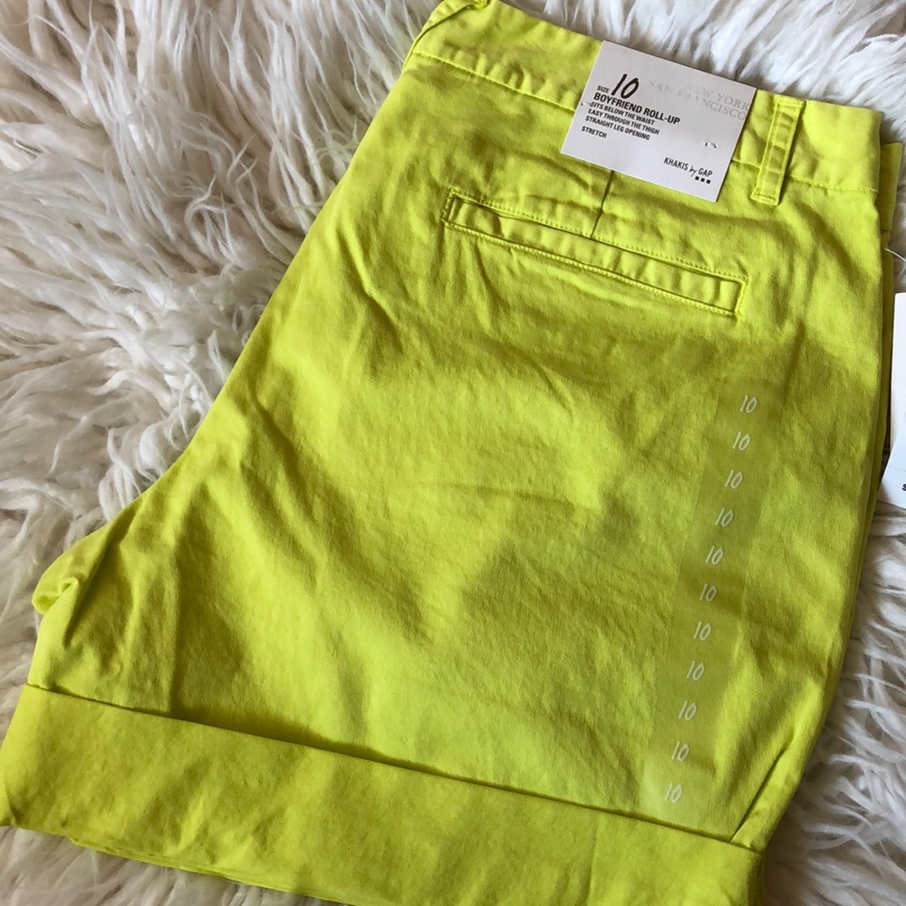 NWT Gap Neon Yellow Boyfriend Shorts Sz 10
